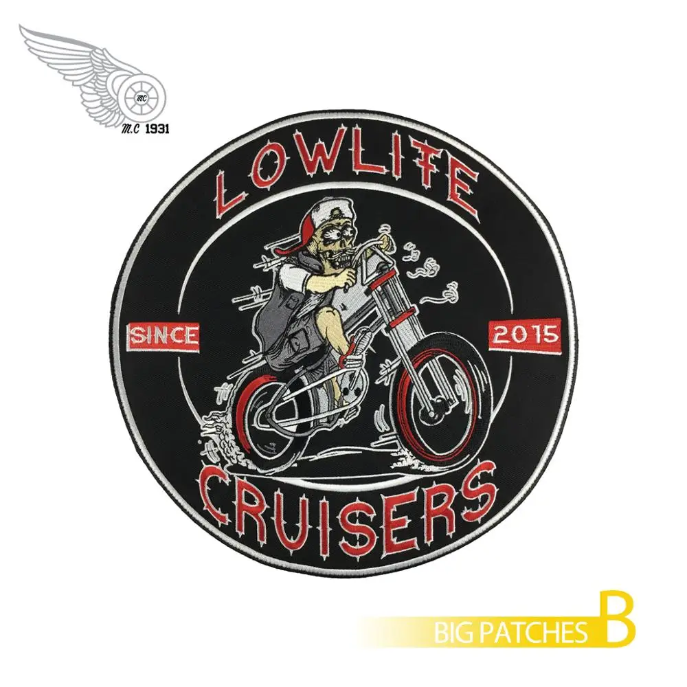 Байкерские нашивки Lowlite cruisers большие мотоциклетные с вышивкой на заказ в стиле