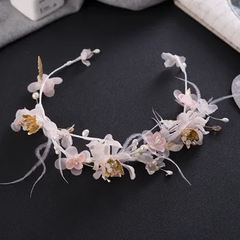 

Bridal Headdress Handmade Flower Crown Bride Headband Wedding Wreath Bridal Headdress Lady Headband Princess Hairband Accessory