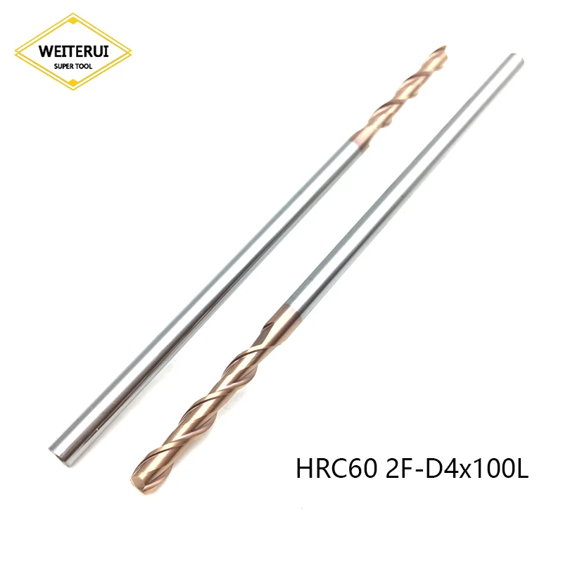 

5pcs HRC60 2 Flutes D4x100L 4mm Carbide Endmill Machine Tungsten Steel Extra Long 150mm CNC Lathe Milling Cutter Tool