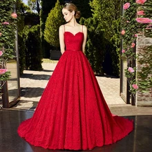 Vestido boda mujer invitada2019 Новое Кружевное сексуальное платье с v-образным вырезом и тонким плечевым ремнем красное свадебное платье для гостей длинное brautjungfernkleid