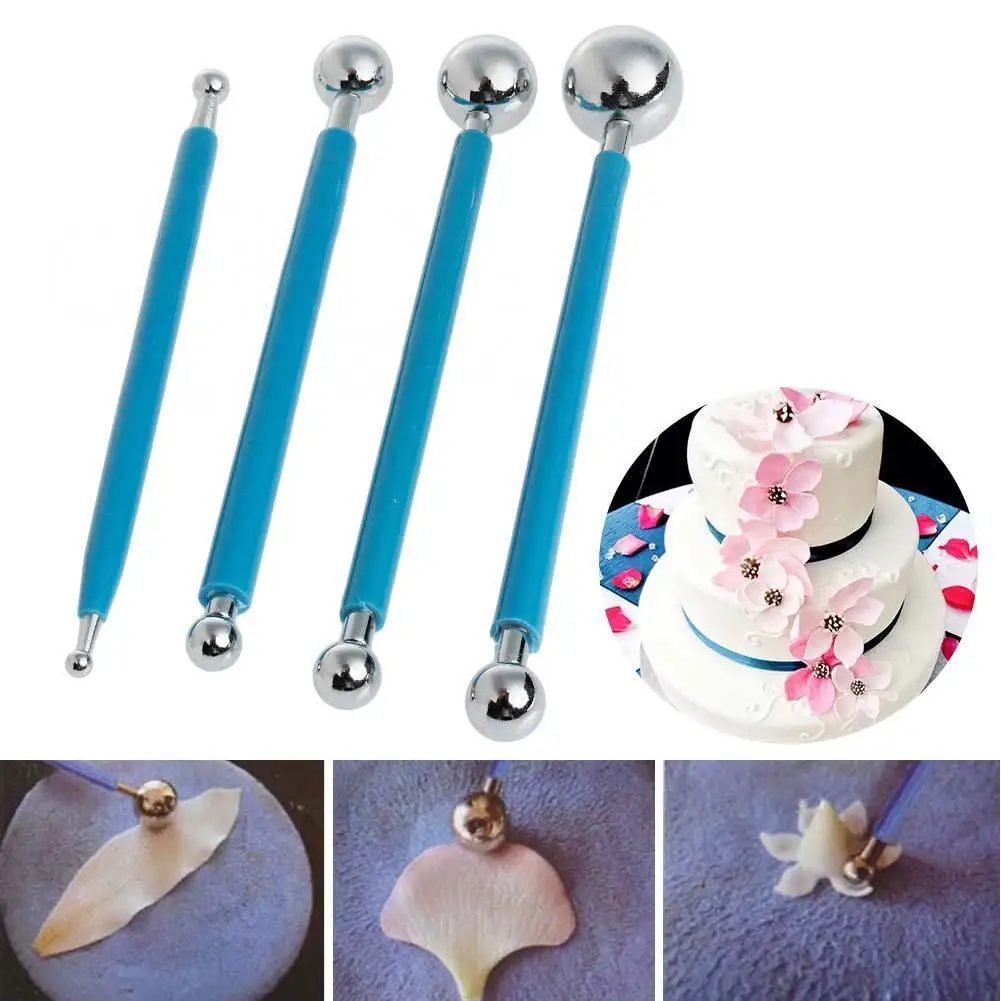 4PC/set Cake Carved Group Blue Fondant Cake Decorating Sugar Flower Shaping Baking Diy Tools