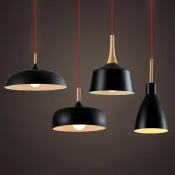 

Modern Pendant Light Nordic Style Suspension Luminaire Hanging Lamp Vintage Pendant Lamp Rustic Wood Light Aluminium Lampshade