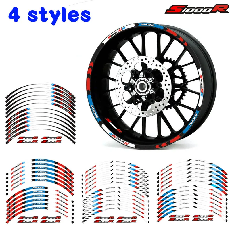 

4 styles motorcycle wheel decals Reflective waterproof stickers rim stripes S1000R for BMW S1000R
