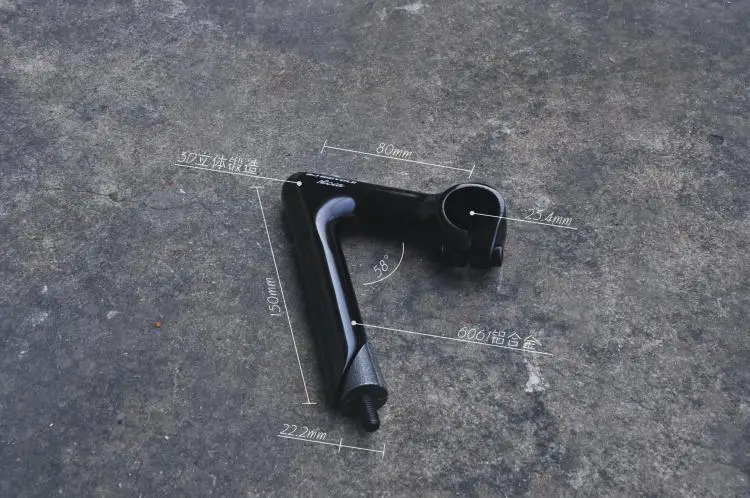 CarbonEnmy Potence rétro 1 22,2 mm pour vélo de Route Simple Vitesse 150 mm/80 mm Noir