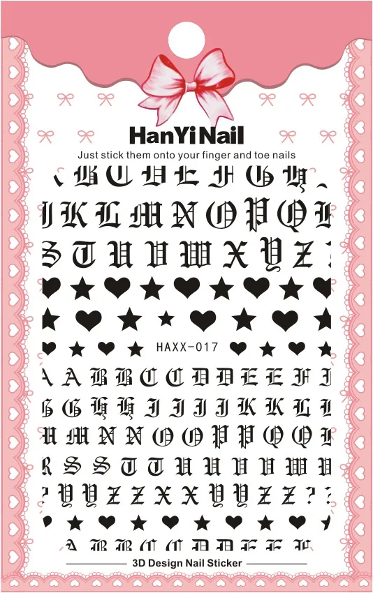 Модные типы, 1 лист лак для ногтей, задний клей деколь декорации, дизайн ногтей, наклейки для ногтей - Цвет: HAXX017