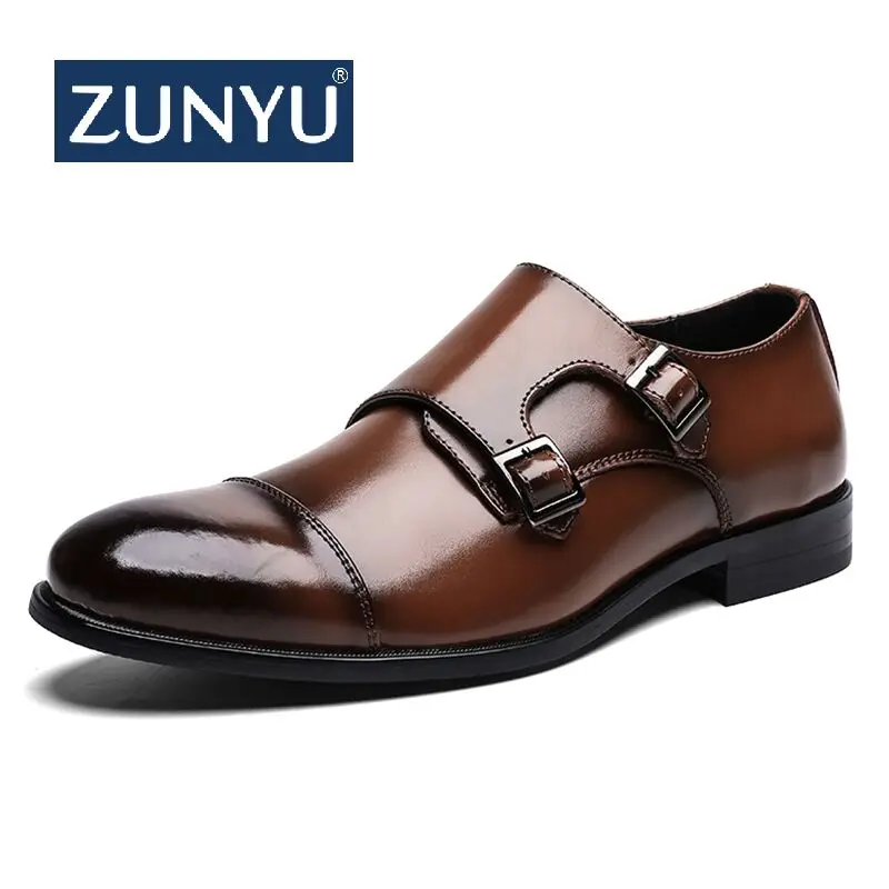 

ZUNYU New men wedding shoes Genuine Leather formal business pointed toe for man dress shoes men's oxford flats size 39-46