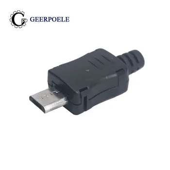 

20 pcs/lot USB Male 5 Pin With Sheath Micro USB Connector Plastic Shell Jack Tail Phone Plug Sockect Terminals DIY
