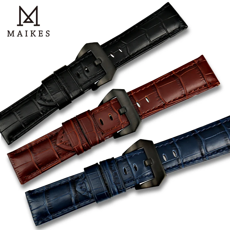 Ремешок для часов MAIKES из натуральной кожи дизайнерский браслет Panerai 22 мм 24 26