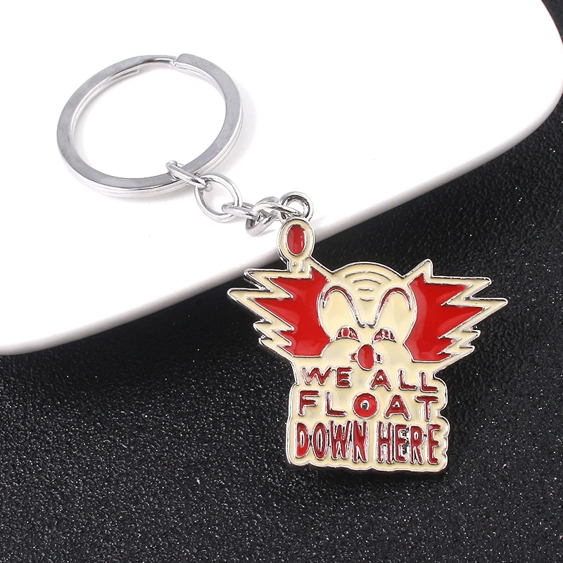 

Horror Movie IT Metal Keychain Stephen King's It We all float down here Joker Key Chain For Men Women Halloween Jewelry Gift