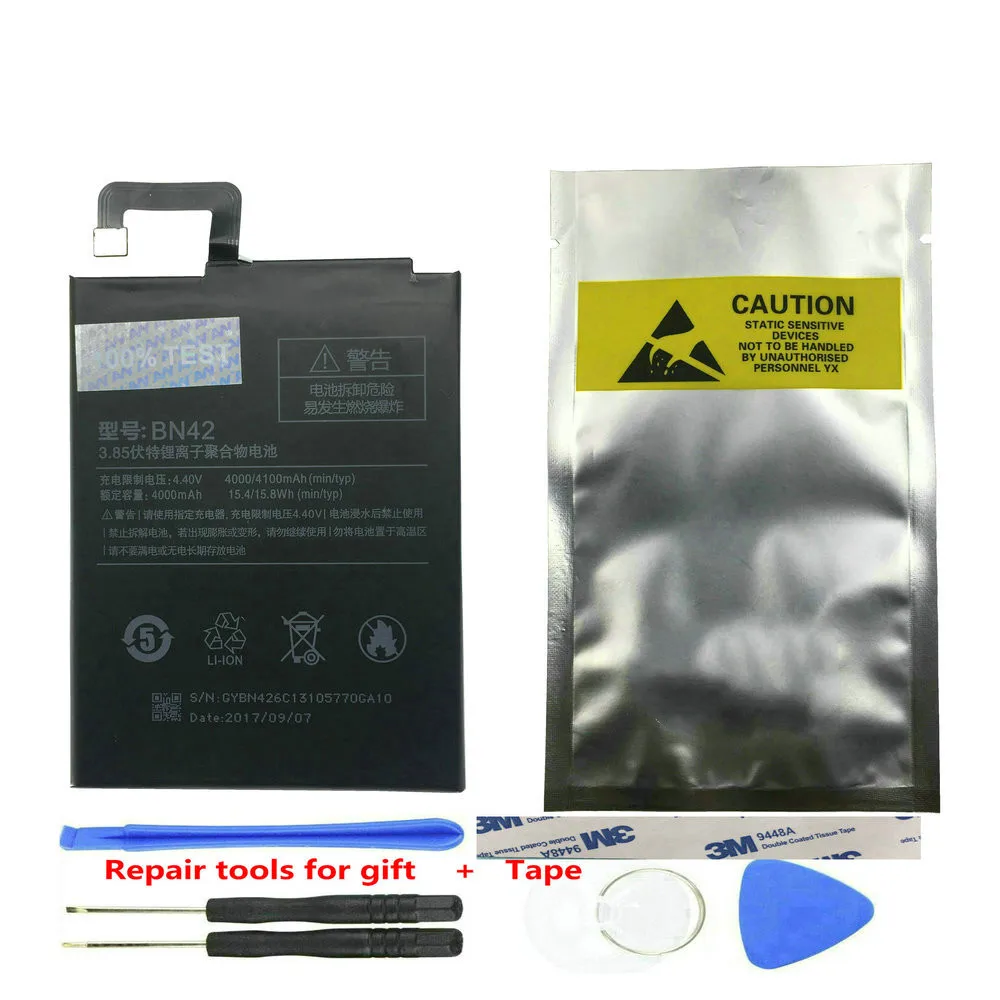 

BN42 Battery For Xiaomi Redmi 4 2G RAM 16G ROM Mobile Phone Polymer Replacement Rechargeable Batteries 4000/4100mAh 100% Test
