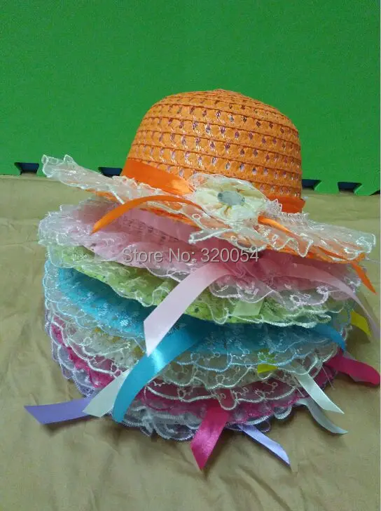 1 шт., новинка года, летняя детская шляпа для защиты от солнца, кружевная Цветочная шляпа с бриллиантами для девочек и сумка, костюм окружность головы 52 см, разноцветная