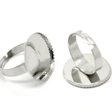 500 шт/лот 20 мм базовый Серебряный тон с регулируемой окружностью кольцо