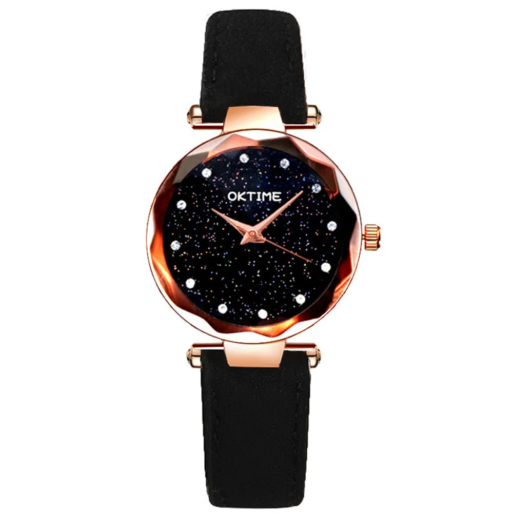 Женские наручные часы романтическое звездное небо кожаный ремешок со стразами, дизайнерские женские часы оптом бренд Zegarki Damskie F4