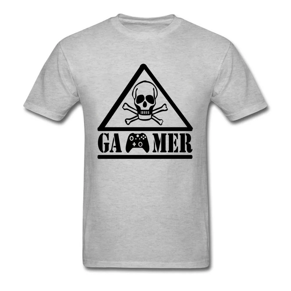 GAMER GEAR T-shirt Cotton Grey T Shirt Men Skull Tshirt Dengerous Game Tops Tees Students Casual Clothes Triangle Print |