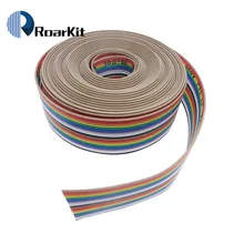 Cabo de fita 20 vias cor lisa arco-íris 20pin fio dupont conector 20p 2.54mm passo 1 metros