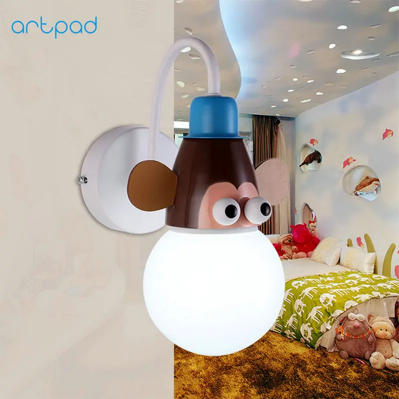 

Artpad Cartoon Animal Children Wall Lamp E27 Colorful Monkey Giraffe Zebra Bedroom Bedside Wall Light for Girl Boy Fixtures