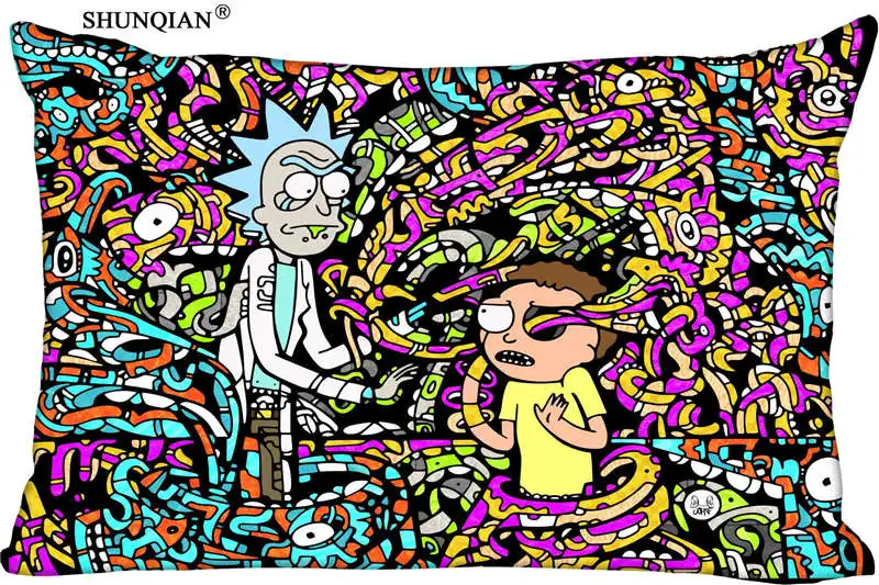 

Rick And Morty HOT SALE Pillowcase Custom Rectangle Zipper Pillow Cover Home Office Decorative Pillow Case 45x35cm(One Side)