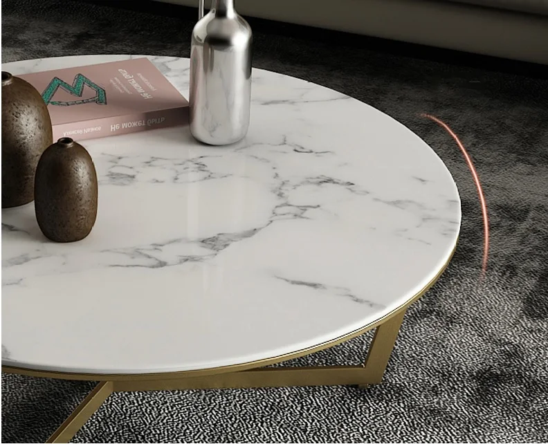 Nest Coffee Table with Stainless Steel Frame / 90cm+70cm Marble Top