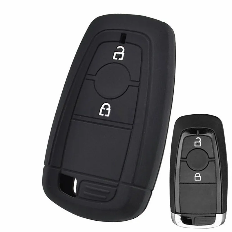 Silicone Car Key Case For Ford Ecosport Edge Explorer Fusion S-MAX Mustang F-150 F-250 F-350 Cover Keyless Remote Fob - Color Name: 2 BUTTONS