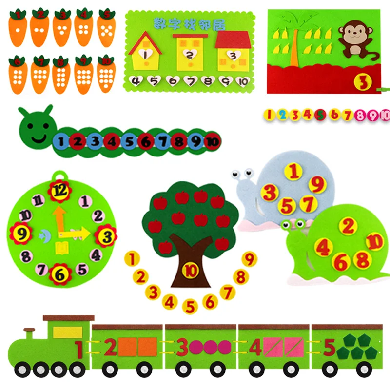 

DIY Digit Theme Felt Non-woven Craft For Kindergarten Kid Handmade Early Learning Number Fabric Material Package