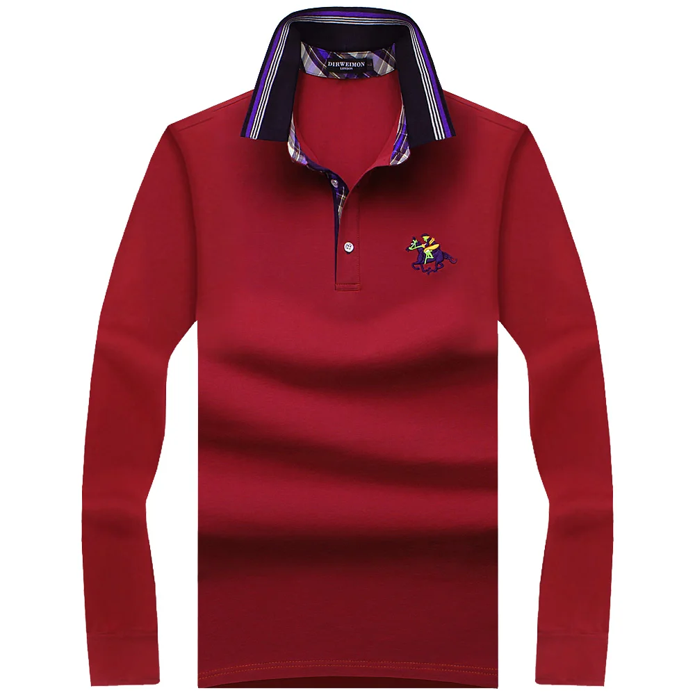 Новинка, классические мужские рубашки поло с длинным рукавом, Весенняя Мужская рубашка, брендовая мужская рубашка, Мужская рубашка поло размера плюс 6XL 7XL 8XL 9XL 10XL - Цвет: Красный
