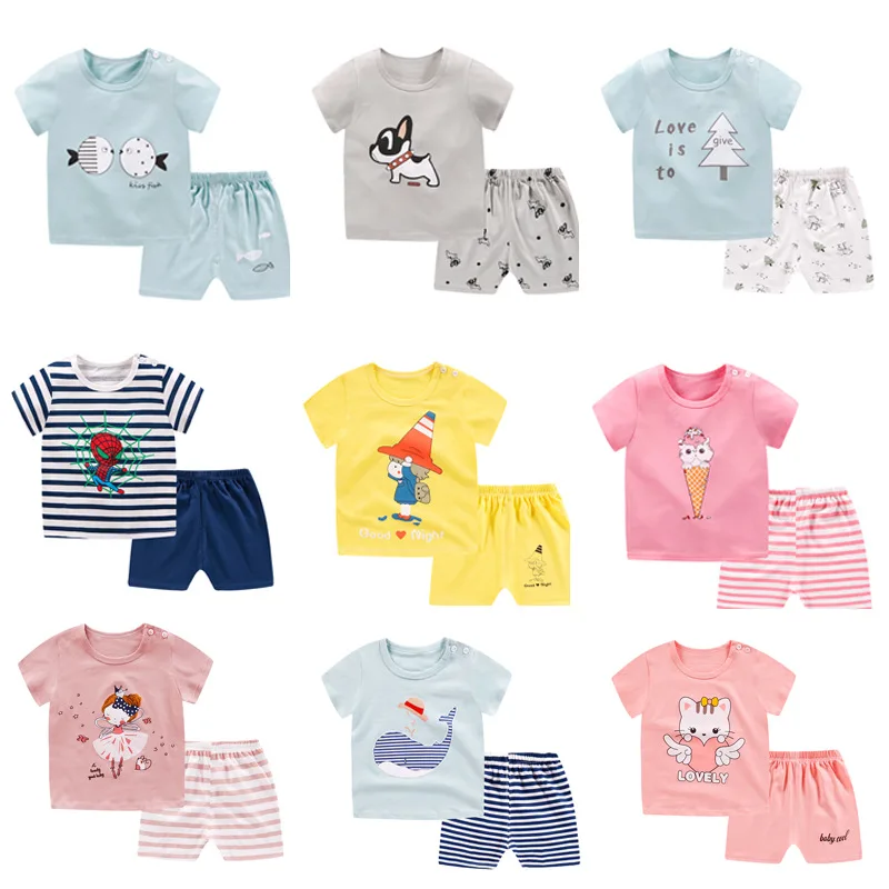 Baby Clothes set Summer 2019 Newborn Baby girls Boys Clothes Cotton Baby Clothing Suit (Shirt+Pants) summer Infant Clothes Set