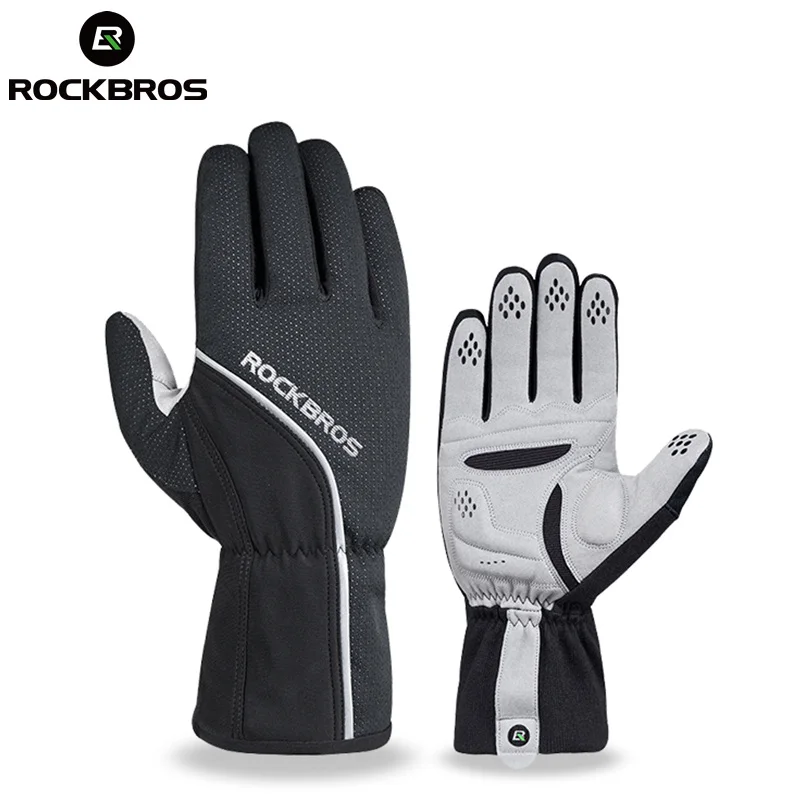 RockBros зимние велосипедные перчатки флис Утепленная одежда велосипедные перчатки ультра-толстые Ветрозащитный Анти-скольжения Анти-шок велосипедные перчатки аксессуары