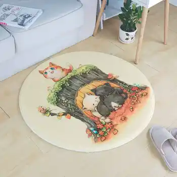 

Cartoon Animal Cute Cat Round Carpet Living Room Computer Chair Area Rug Children Play Tent Floor Mat Cloakroom Rugs And Carpets
