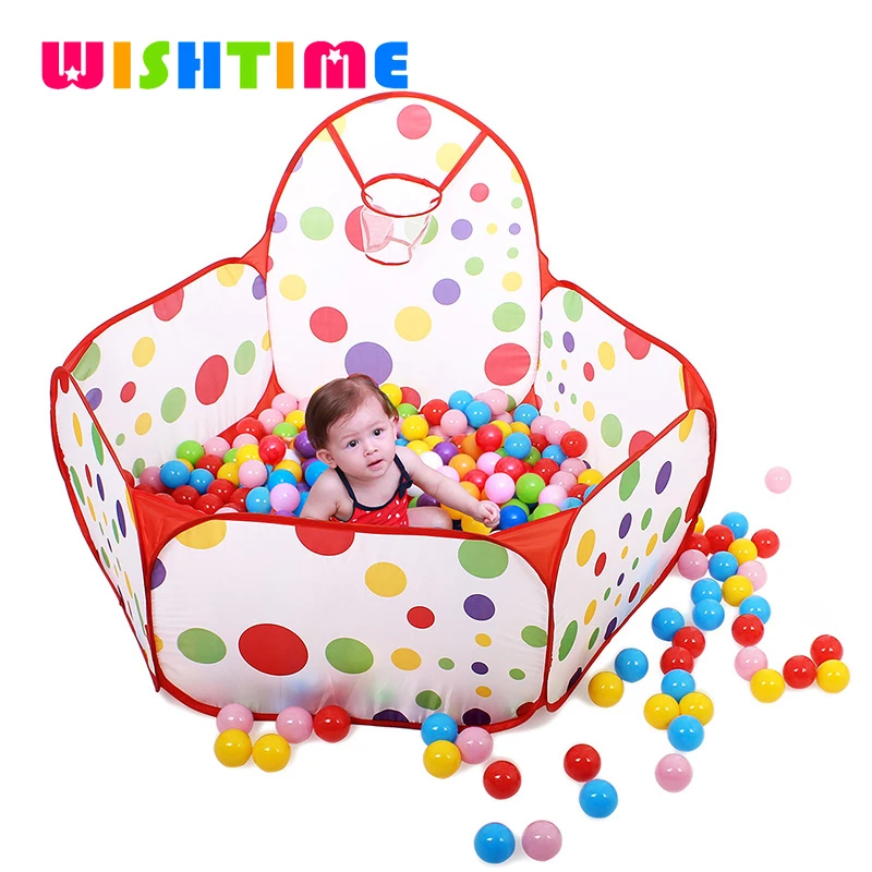WISHTIME Kids Indoor Ball Pool With Basket+50pcs Balls Play Tent Safe
