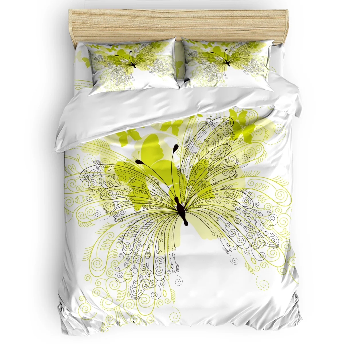 

Yellow Flower Butterfly Quilt Cover Bedding Quilted Duvet Set Quilt Bedding Set The Lovers' Day April Fools Living Room Labor