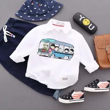 Весенне-осенняя рубашка для маленьких мальчиков хлопковая повседневная детская одежда Модная рубашка с длинными рукавами для маленьких мальчиков