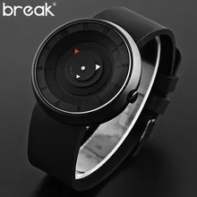 Break hommes unisexe creative mode casual rubber band sport quartz étanche montre cadeau pour les femmes classique noir montres