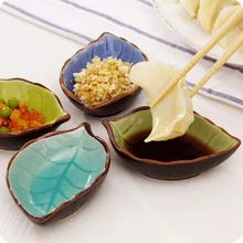 Креативные листья ручной работы Керамические Тарелки японские блюда для суши закуски кухонный уксус приправа соус китайская посуда-30