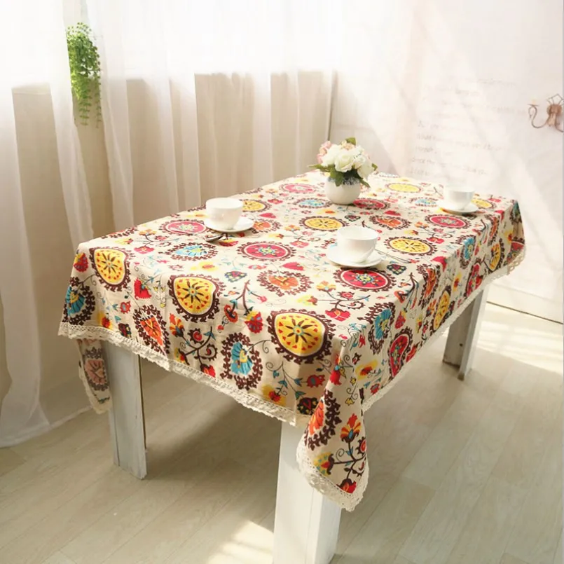 

New Cotton And Linen Tablecloth For Home Decoration Rectangulaire National Wind Fabric Table Cover For Party Dinner Table Decor