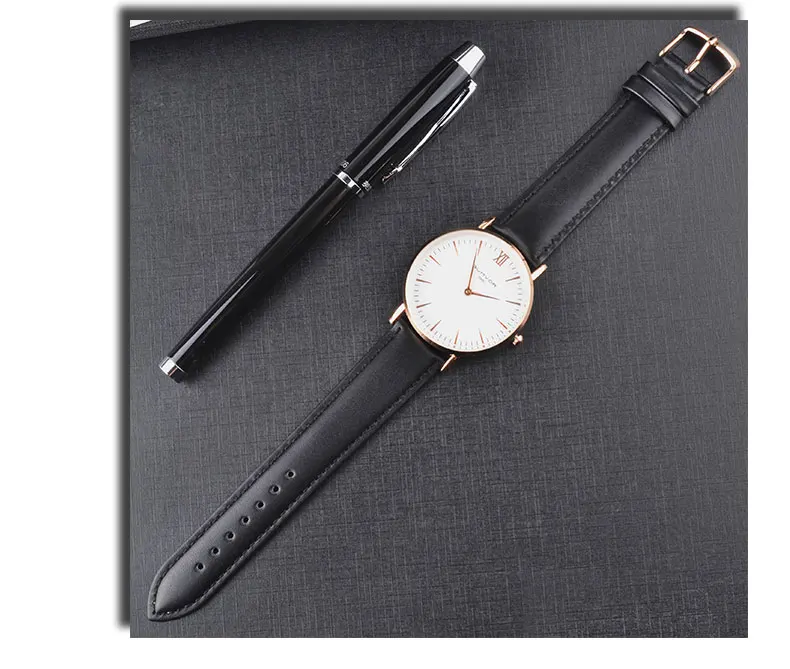 Кожаный ремешок мужские женские наручные часы 18 мм 20 мм 22 мм 24 мм ремешок для часов кожаный серебристый золотой черный коричневый