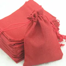 100 шт 9,3x13,5 см красный конопли/мешки из мешковины, ювелирные сумки, свадебные сувениры, упаковка ювелирных изделий, подарочные пакеты-HB091305
