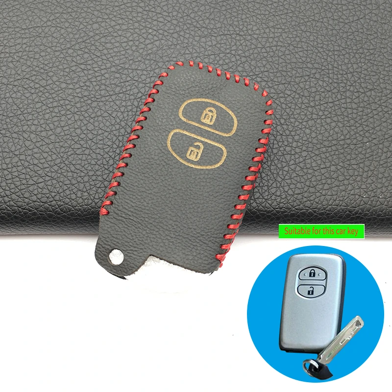 

2 Button Leather Remote Key Case Fob For Toyota RAV4 Land Cruiser Camry Highlander Prado Prius Yaris Corolla Vitz Cover Shell