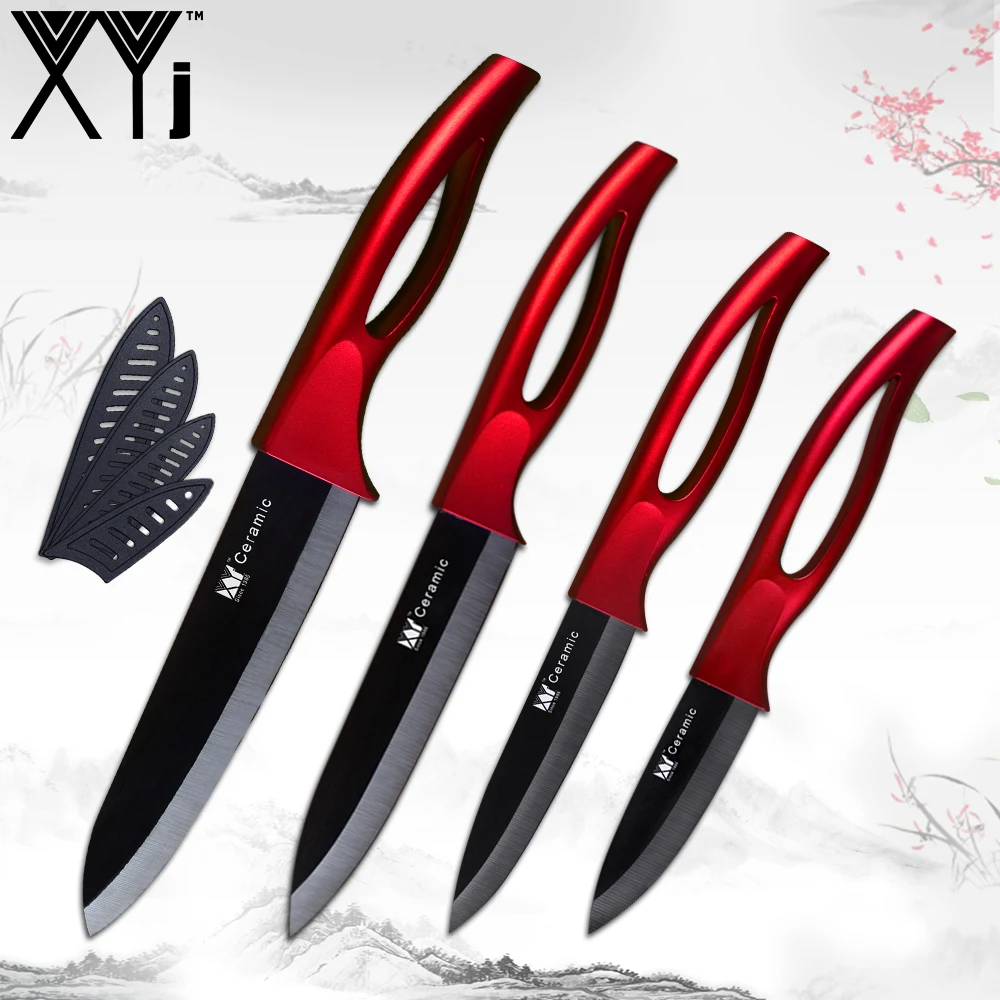 

XYj Zirconium Oxide Ceramic Kitchen Knife Sets Meat Cleaver Fruit Utility Slicing Chef Knives Hollow Handle Ceramic Knives