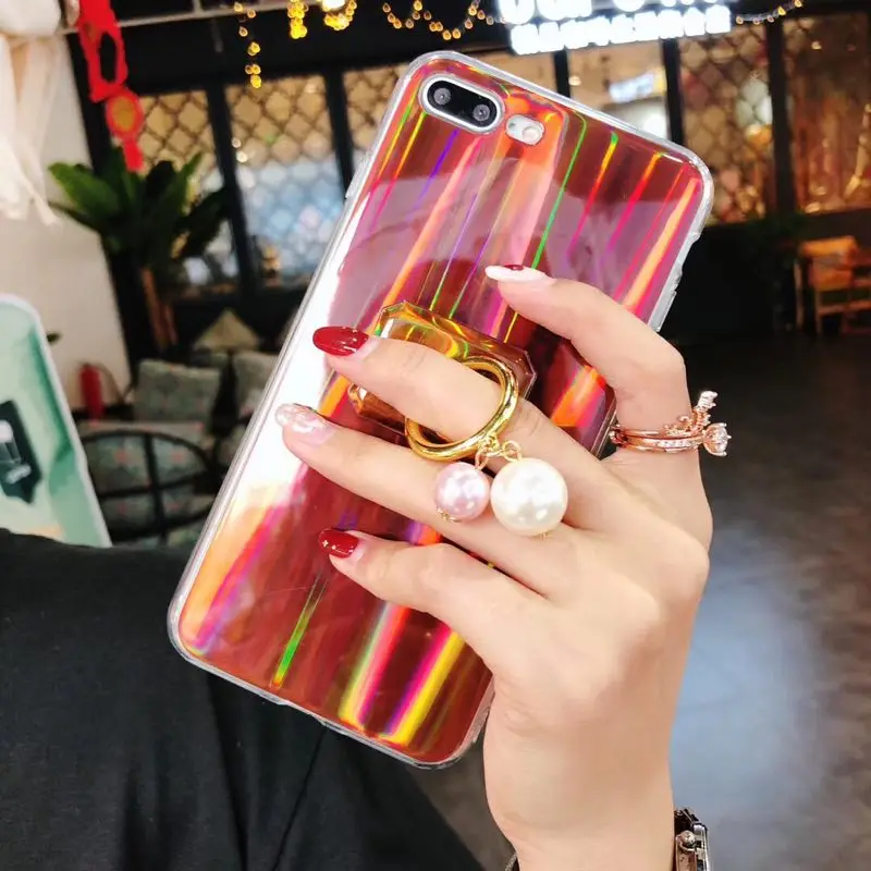Для iPhone 6 s 7 8 plus X XS MAX XR для Samsung galaxy s6 s7 edge s8 s9 note 9 Блестящий лазерный чехол телефона|