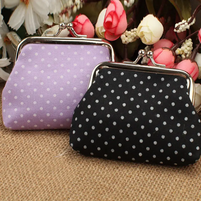 

Cute Girl Mini Purse Polka Dots Pattern Coin Change Key Pouch Snap Closure OH66