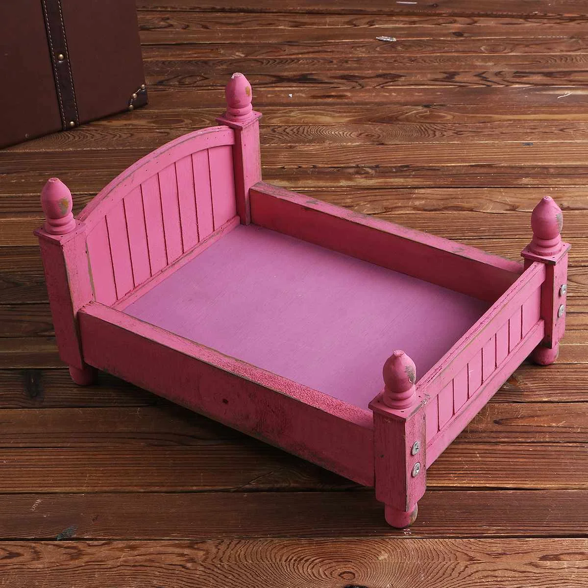 Bioby фон для фотографирования новорожденных с изображением съемки реквизит ретро деревянная кровать детский фон для студийной фотосъемки с изображением корзины розовый/фиолетовый/зеленый/небесно-голубой - Цвет: Розовый
