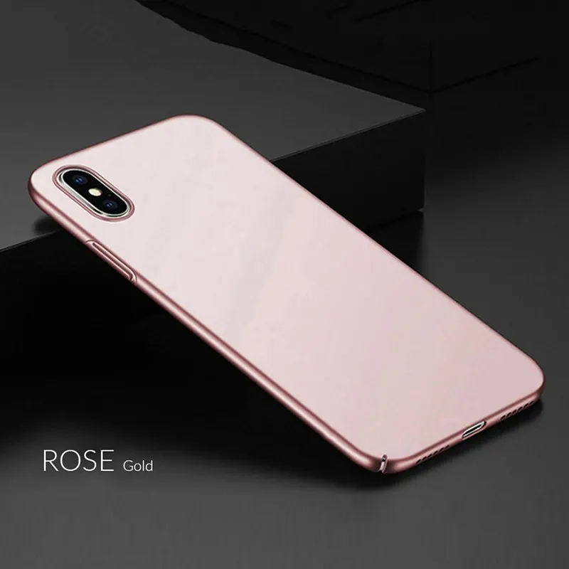 Противоударный ультра тонкий чехол для iPhone 6 6S 10 11 Pro X XR XS Max 7 8 Plus PC матовый чехол для телефона для iPhone 7 7plus 8 Роскошный чехол - Цвет: Rose Gold