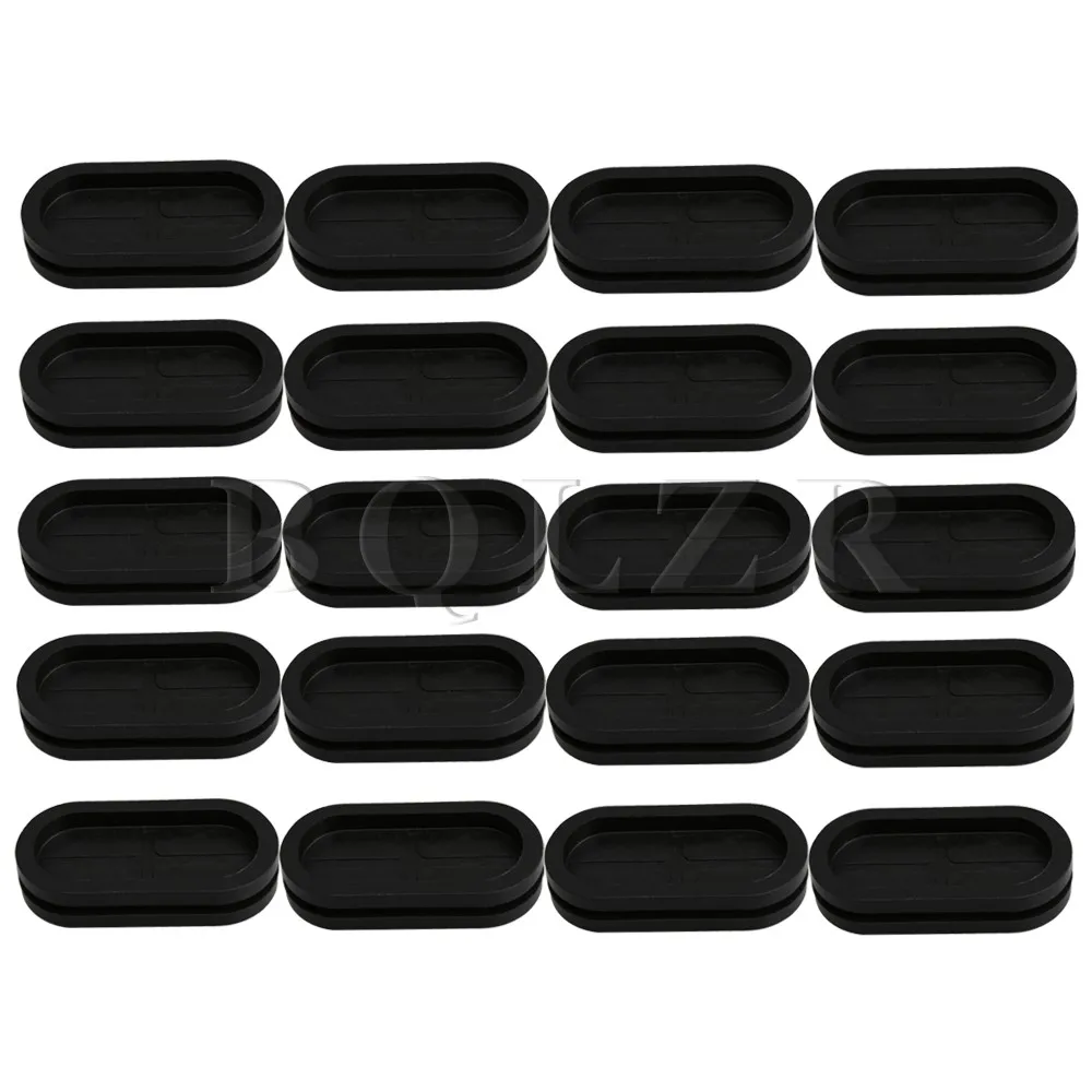 

BQLZR 44x22mm Groove Black Oval Shape Double Sided Closed Blank Rubber Wiring Wire Grommets Gaskets Protector Rings Pack of 20