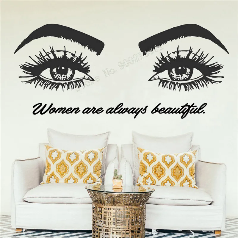 

Wall Art Sticker Eyebrows Decor Beauty Salon Eyelashes Extensious Poster Vinyl Removeable Decal Modern Quotes Mural LY376