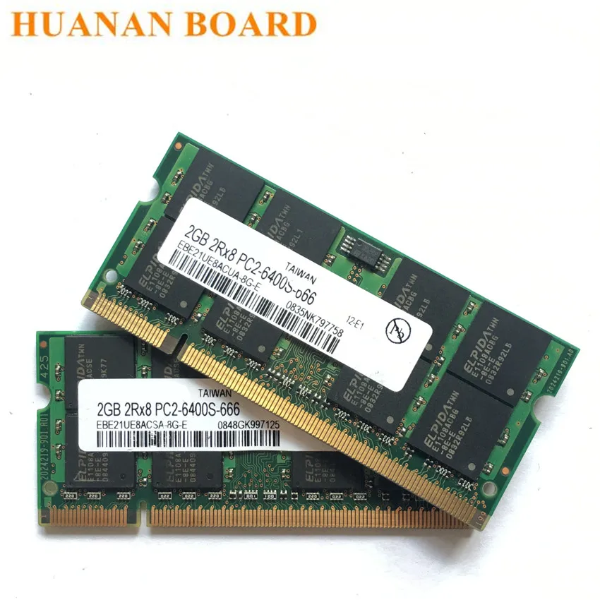 DDR2 2GB 2Rx8 PC2-6400S Laptoop ram DDR2 2G 800 MHz PC2 6400S ноутбук памяти чипсет elpida