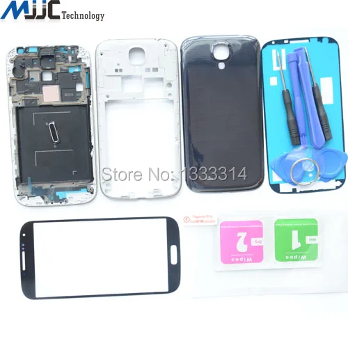 Front Glass Panel Replacement Parts For Samsung Galaxy S4 i9505 i9500 Housing Full Middle Frame Bezel