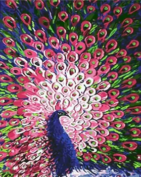 

MaHuaf-W1215 motley peacock DIY painting by numbers animal DIY oil coloring by numbers canvas painting for living room