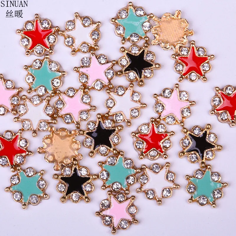 

SINUAN Star Rivets Rhinestone Rivets 10.5Mm Painted Spike and Stud Beads Accessories 200Pieces Zinc Alloy Studs For Clothing