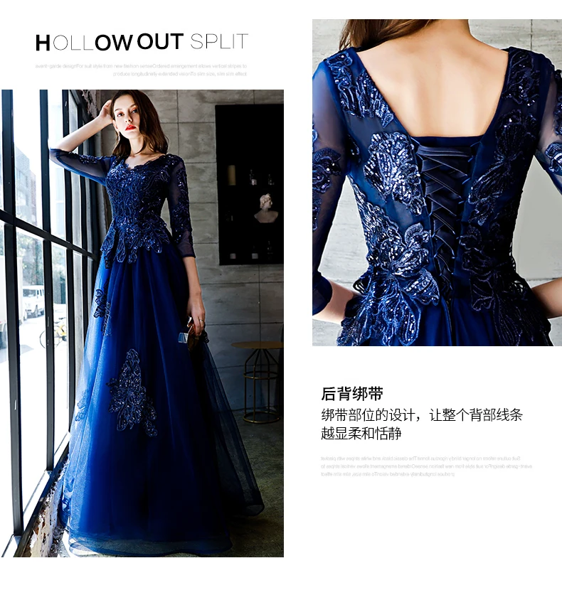 Free shipping navy blue long lady girl women princess bridesmaid banquet party wedding bridal dress gown short formal dresses