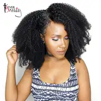 Afro Kinky Curly Lace Closure Three Part 4X4 Brazilian Virgin Hair Lace Closure Bleached Knots With Baby Hair Ever Beauty
